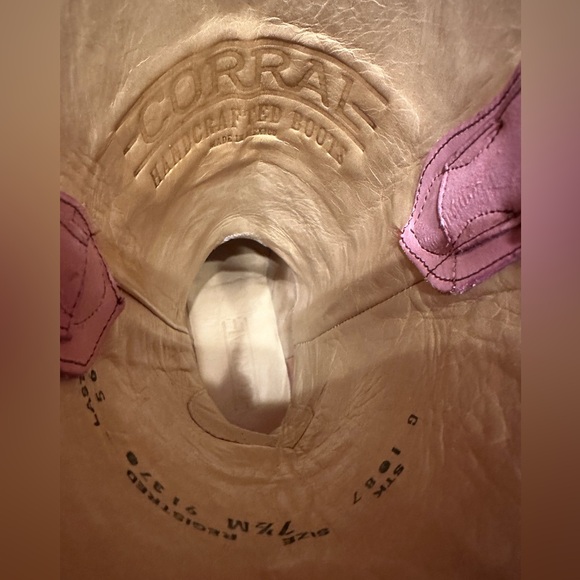 Corral Pink Western Cowboy Boots G1087 Rodeo Barbie Floral Wedding Rare 7.5 - Picture 9 of 9